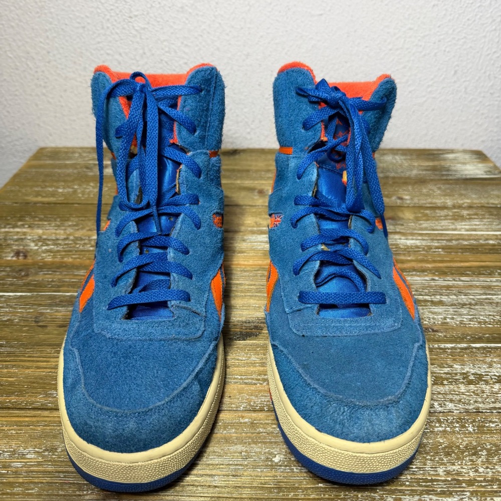 Reebok Retro High Top Sneakers Mens Blue Orange 13 Suede Streetwear Basketball - Picture 3 of 10